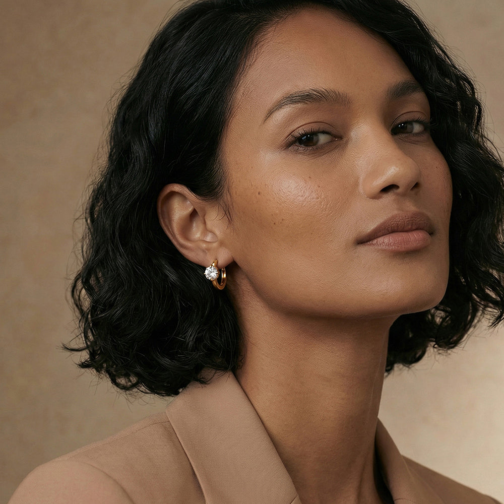 Golden Halo Spark Hoop Earrings