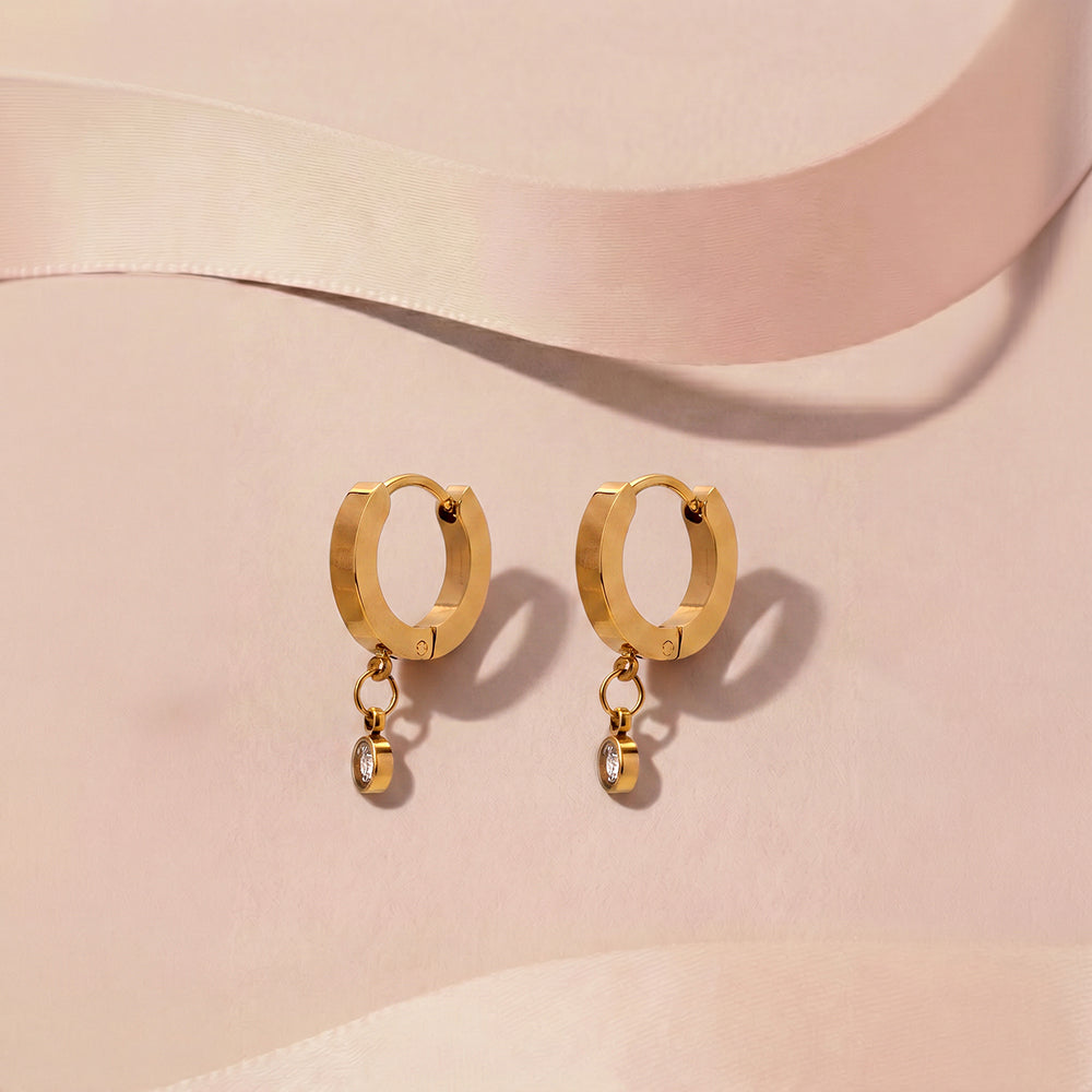 Crystal Drop Hoop Earrings