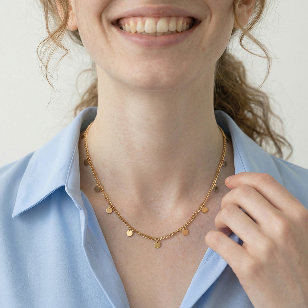 Celestial coin drop cascade necklace