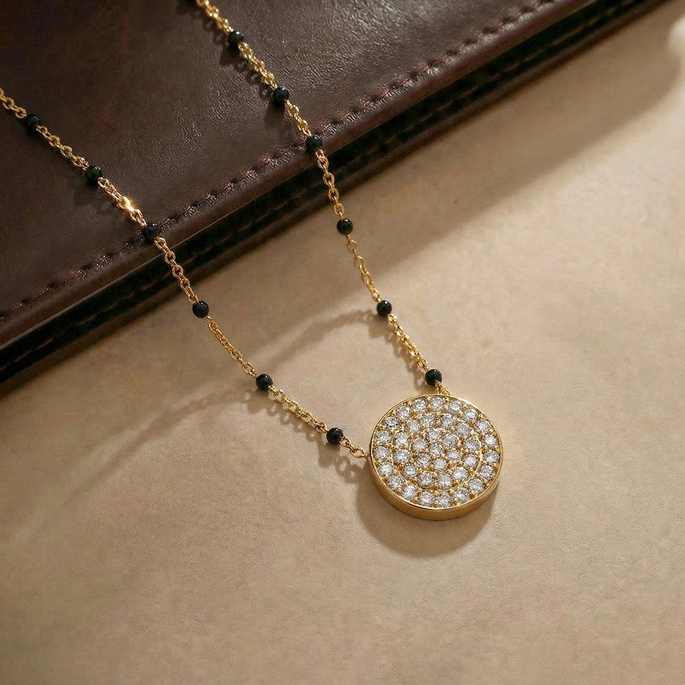 Crystal Disc Glow Demifine Mangalsutra