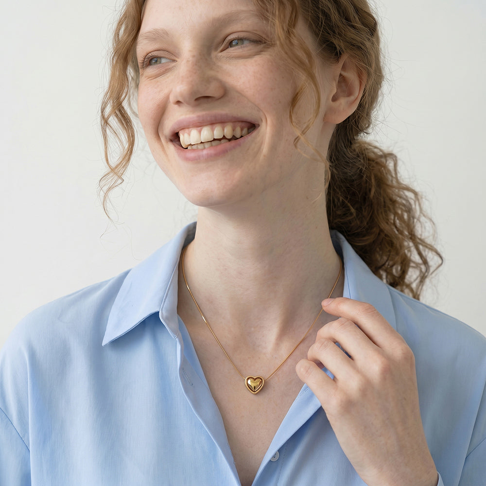 Modern Puffy Heart Necklace