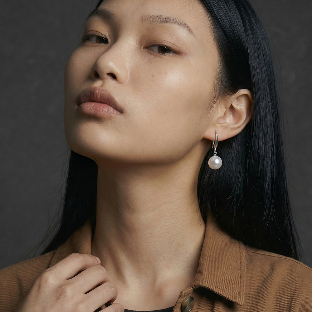Elegant Single Pearl Drop Earrings