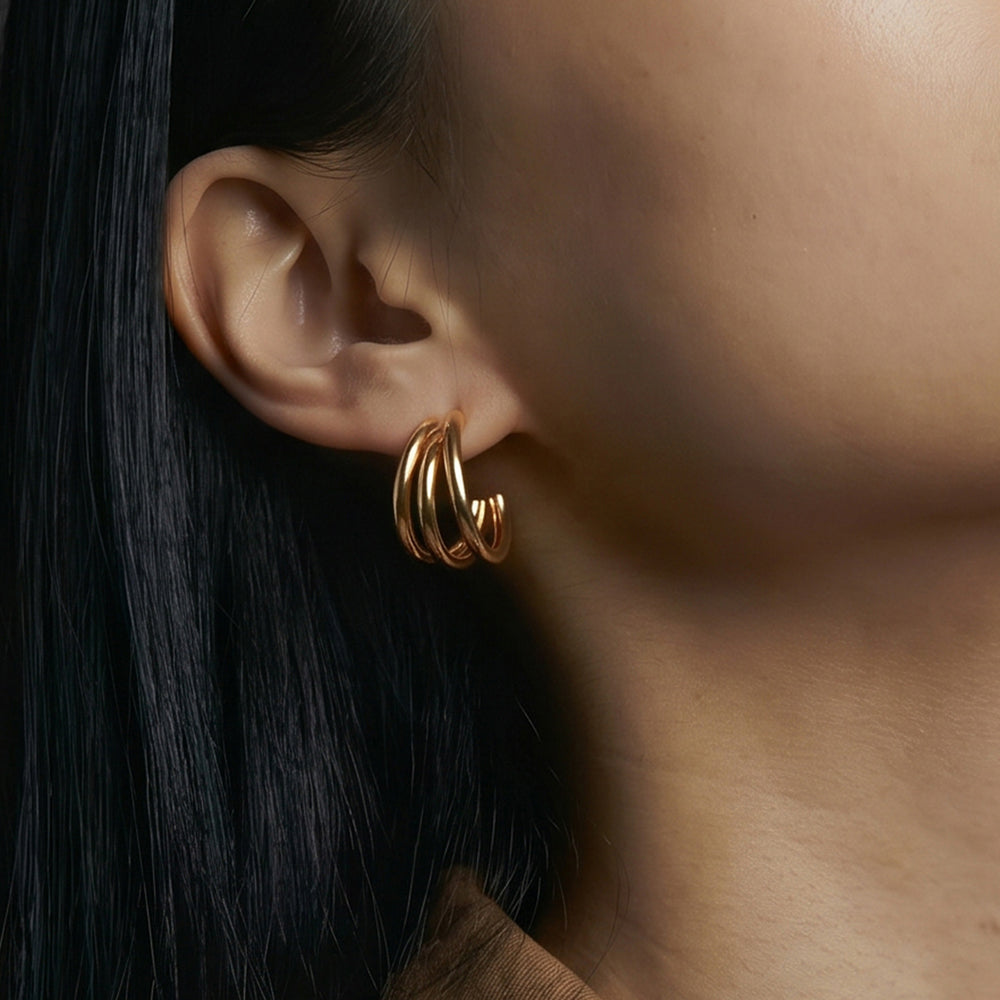 Layered Hoop Stud Earrings