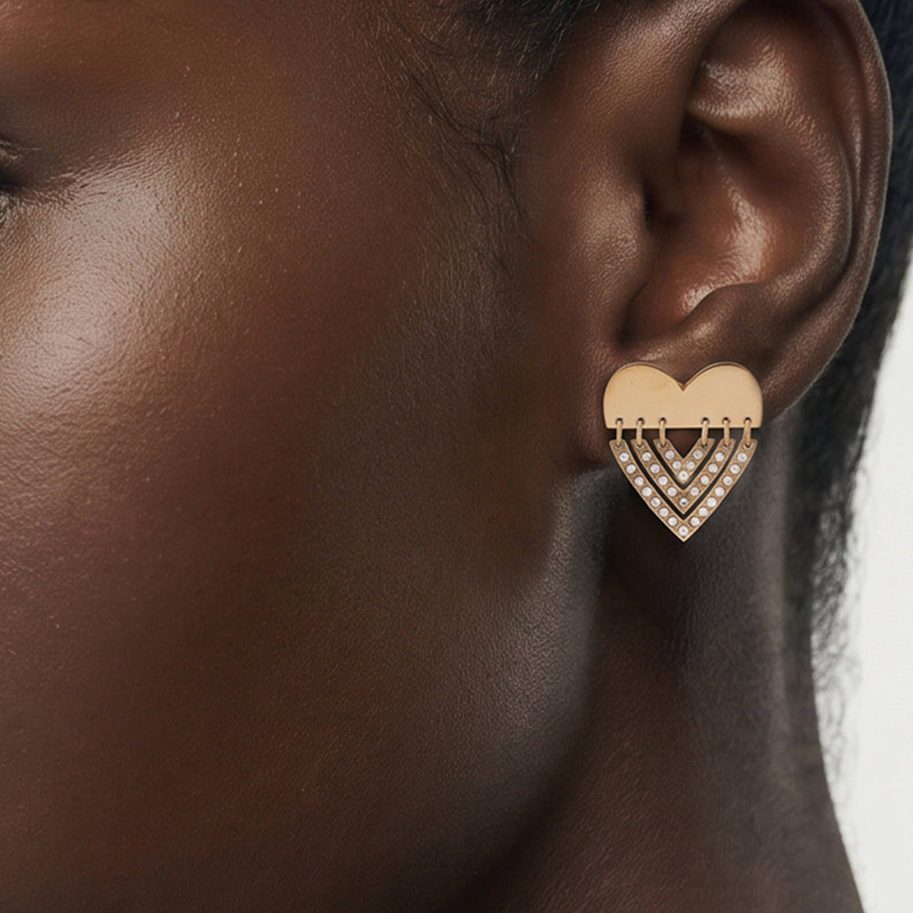 Sparkling Layered Heart Earrings