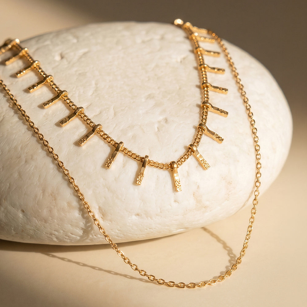 Layered Fringe Bar Cascade Necklace