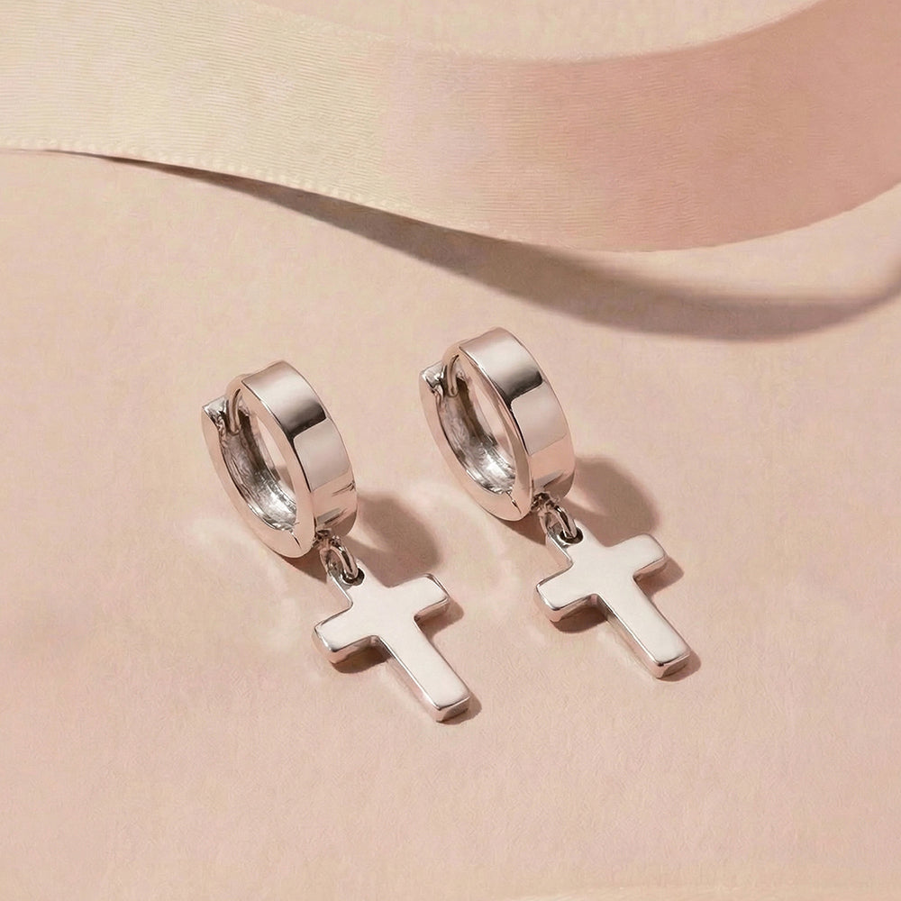 Obsidian Cross Drop Earrings