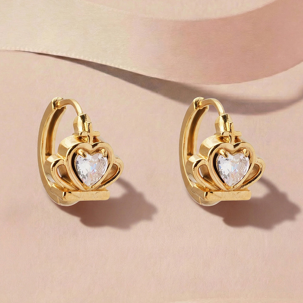 Mini Crown Heart Glow Hoop Earrings
