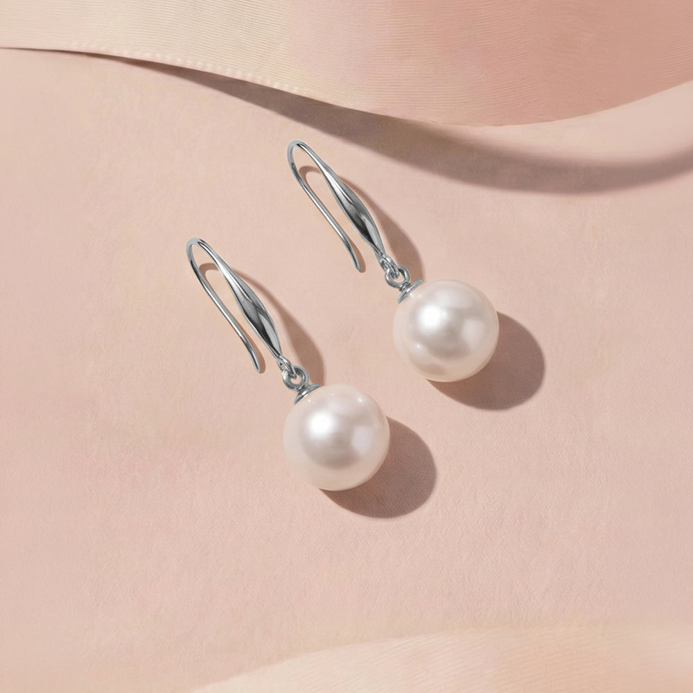 Elegant Single Pearl Drop Earrings
