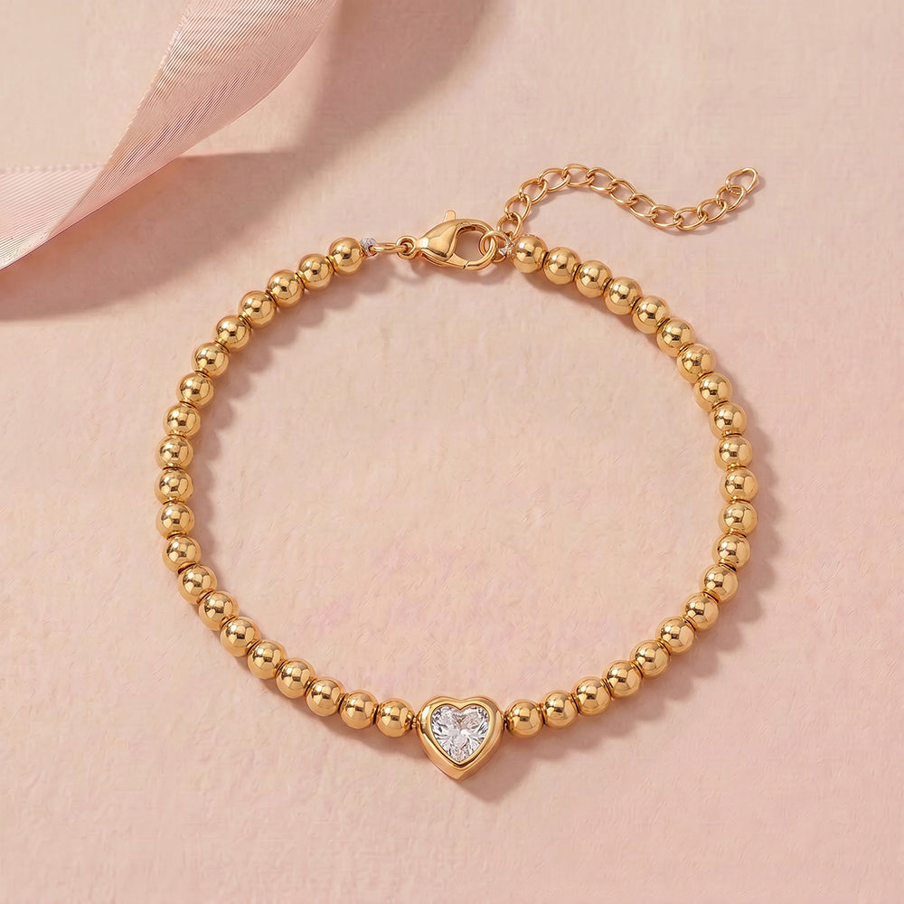 Heart Motif Bead Bracelet