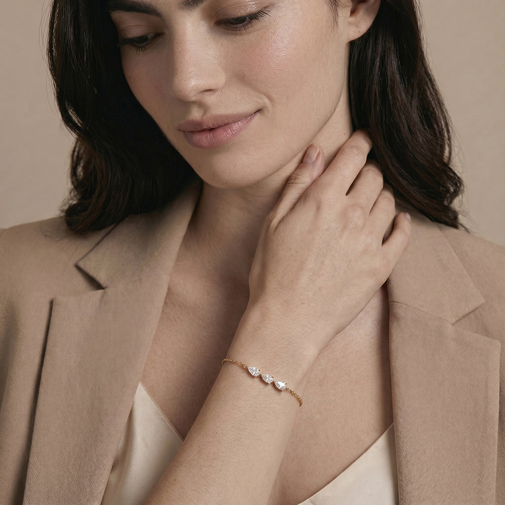 Petite Trio Pear Stone Bracelet
