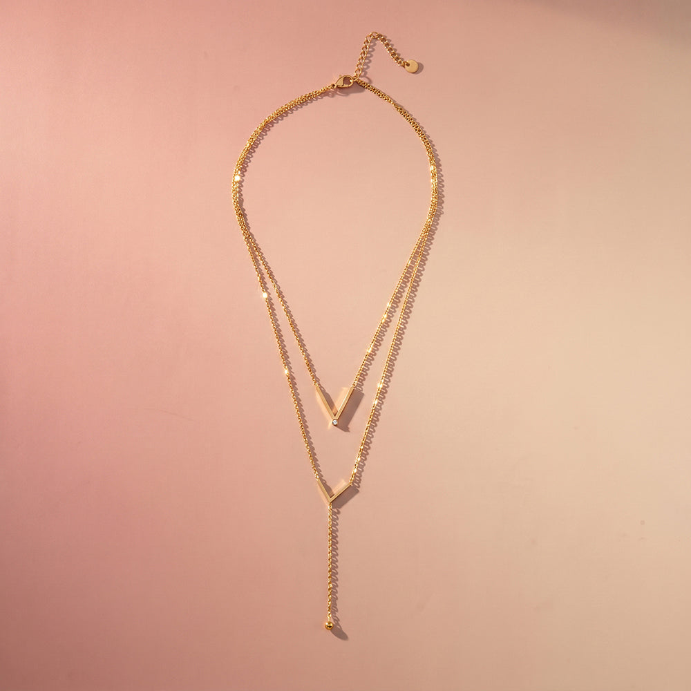 Dual V Curve Layer Necklace