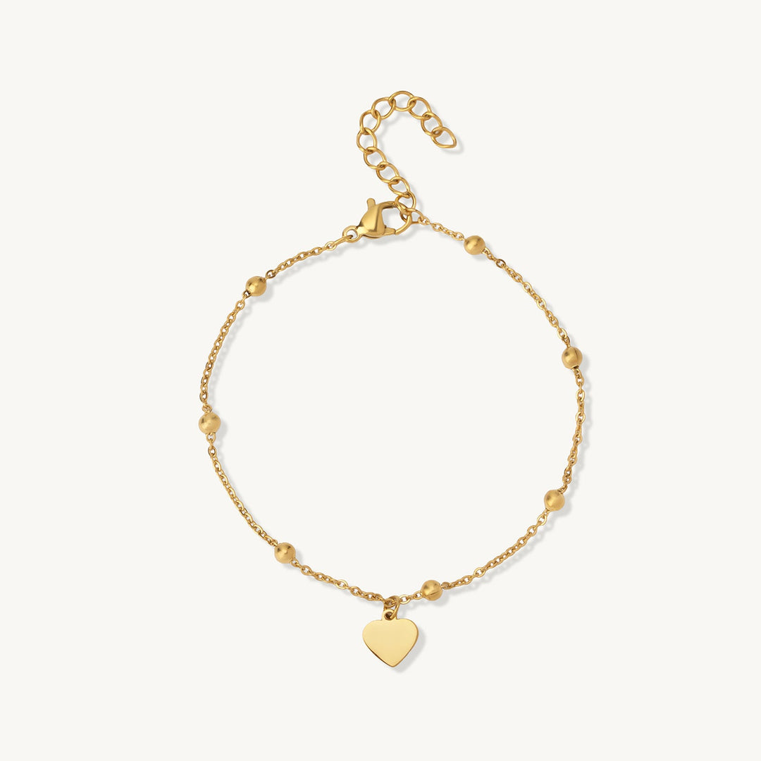Beaded Chain Heart Charm Bracelet