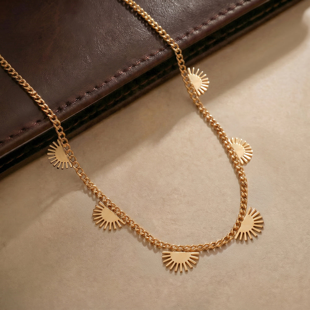 Mini half disc station necklace