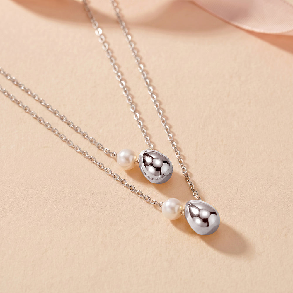 Bold Drop Pearl Accent Layer Necklace