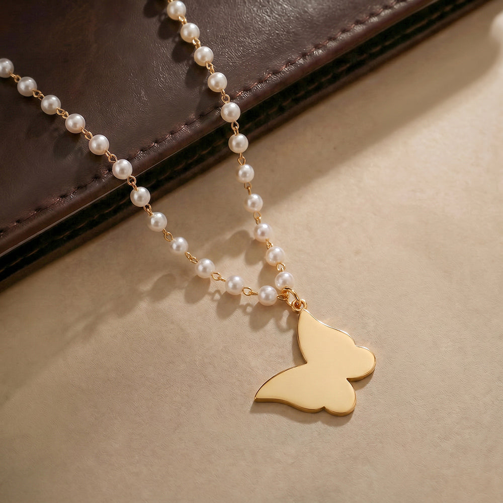 Pearline Mini Butterfly Drop Necklace