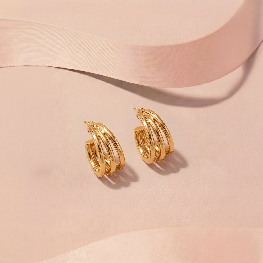 Layered Hoop Stud Earrings