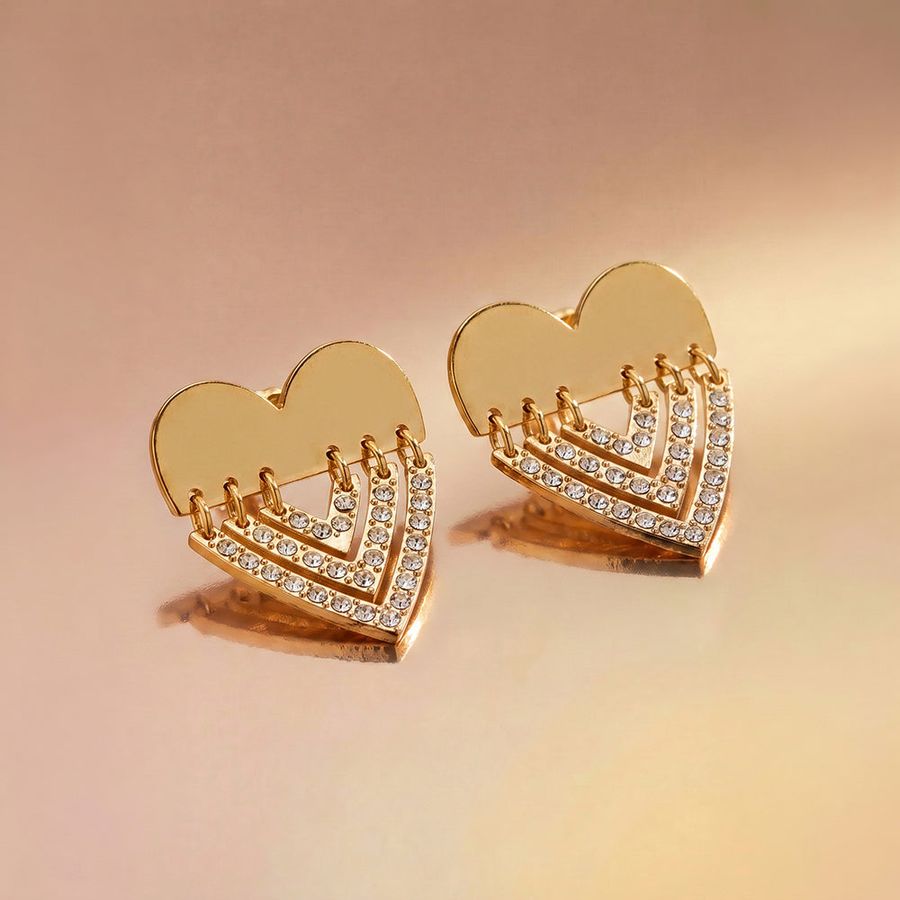 Sparkling Layered Heart Earrings