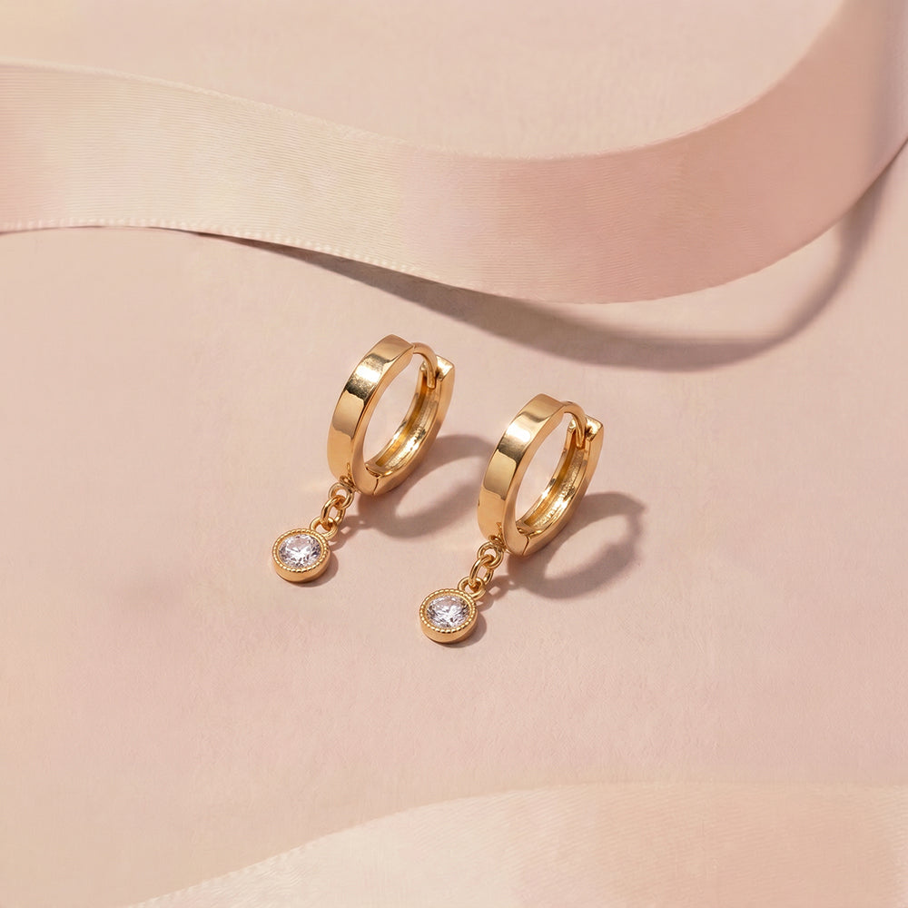 Crystal Drop Hoop Earrings