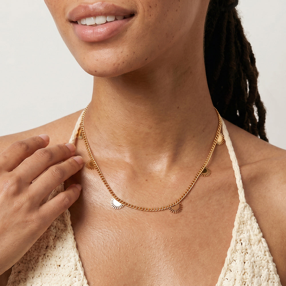 Mini Half Disc Station Necklace