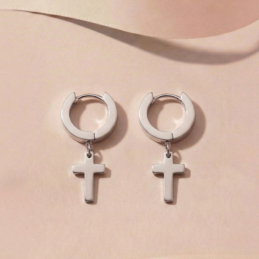 Obsidian Cross Drop Earrings