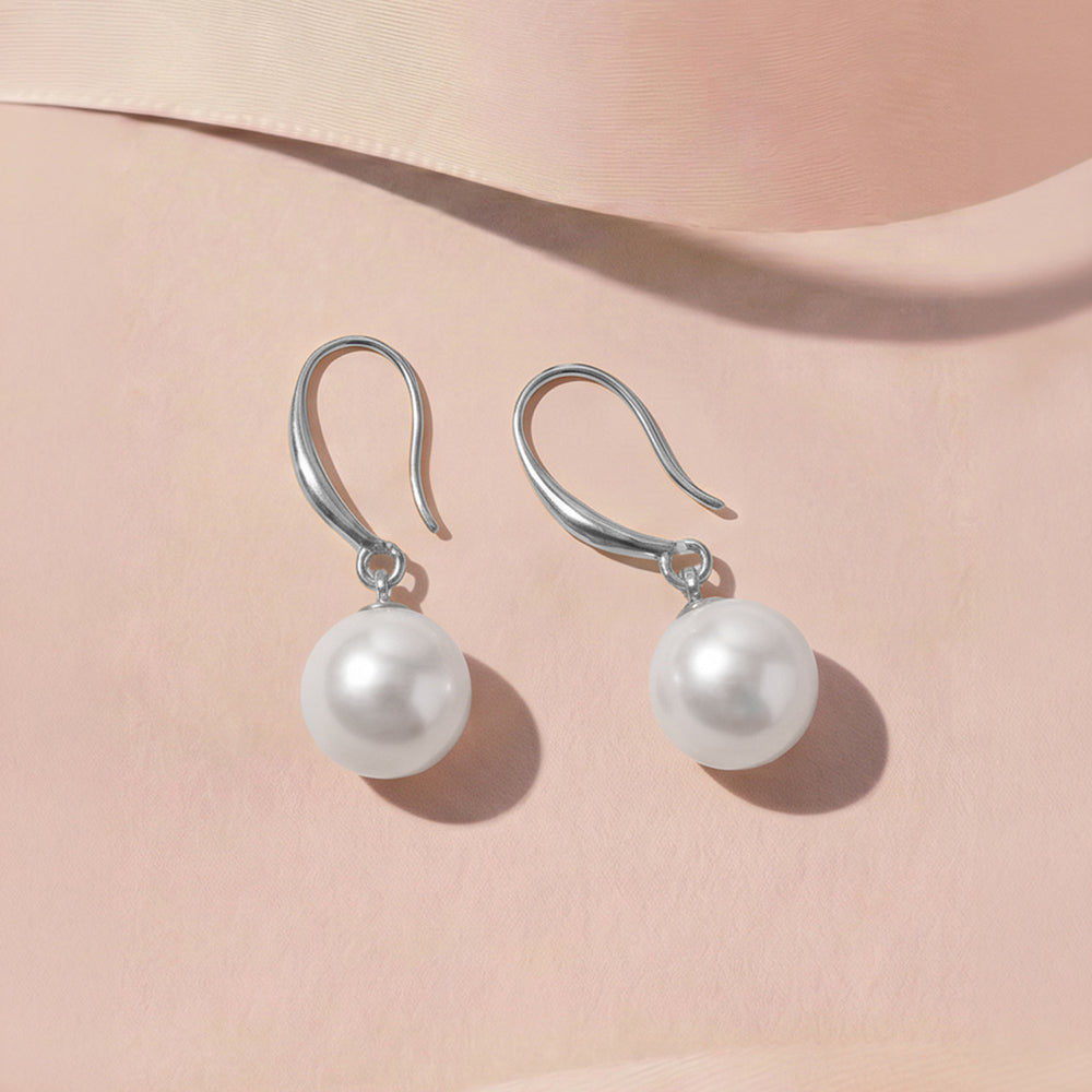 Elegant Single Pearl Drop Earrings