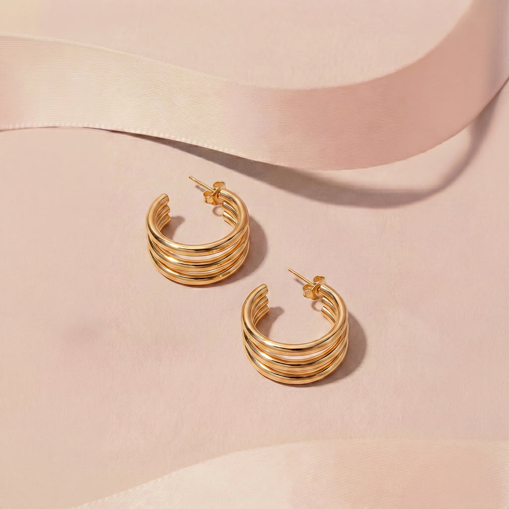Layered Hoop Stud Earrings