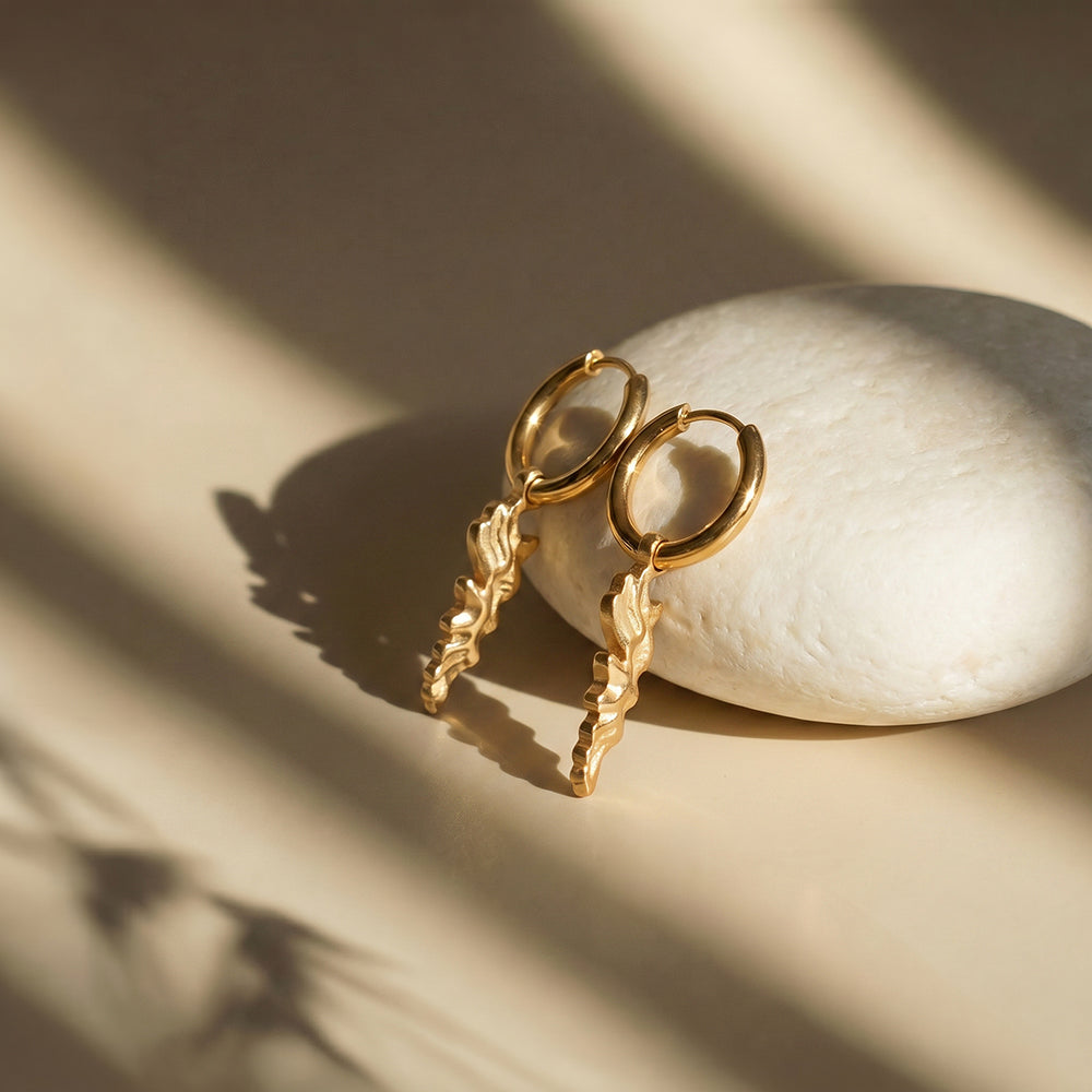 Radiant Floral Drop Hoop Earrings