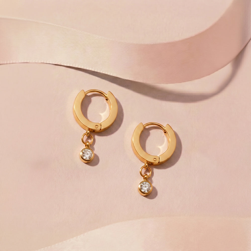 Crystal Drop Hoop Earrings