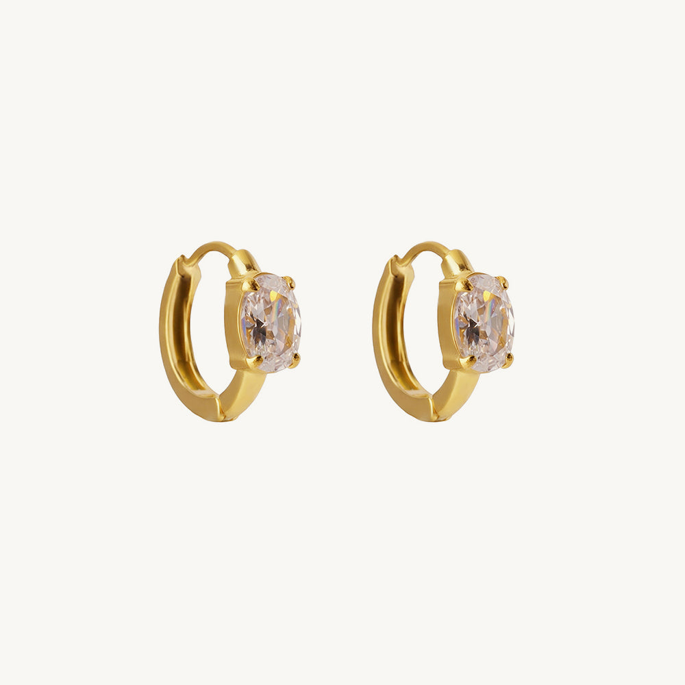 Oval Solitaire Hoop Earrings