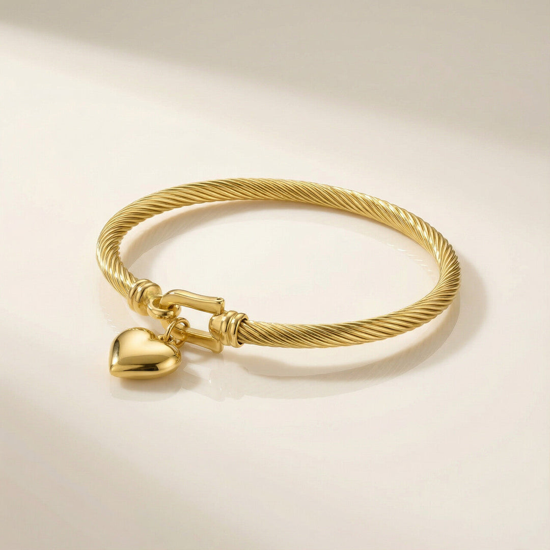 Eternal Glow Heart Charm Bangle