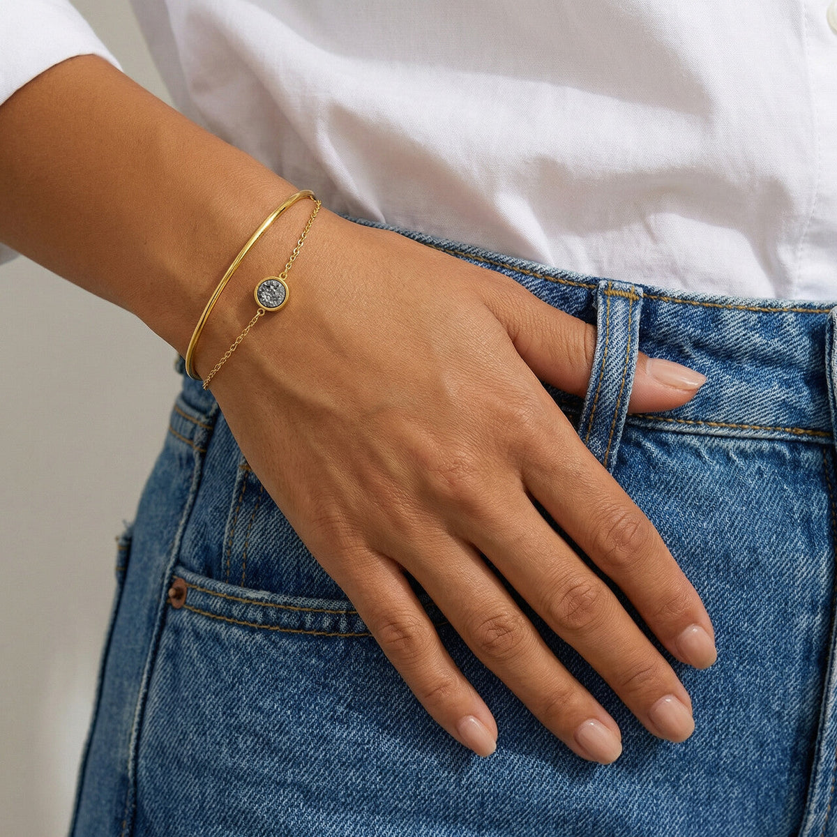 Double layer stone bracelet