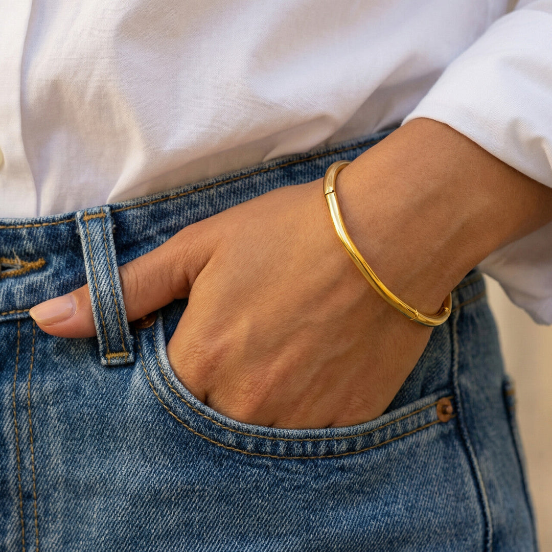 Gilded Oval Bangle Bracelet