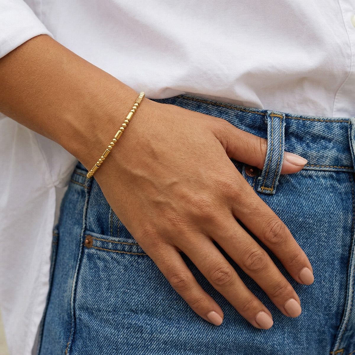 Golden stream bangle bracelet
