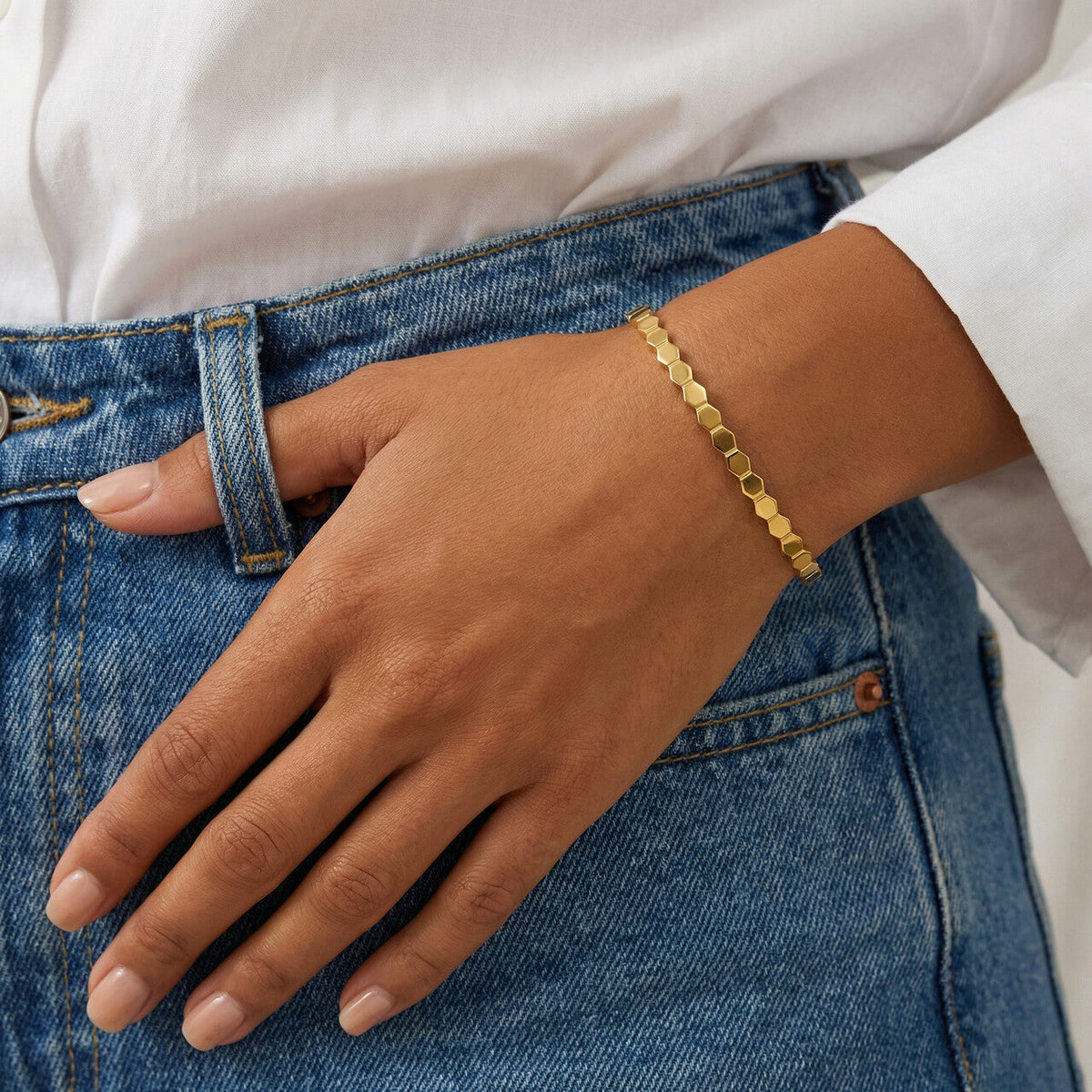 Modern mosaic bangle bracelet