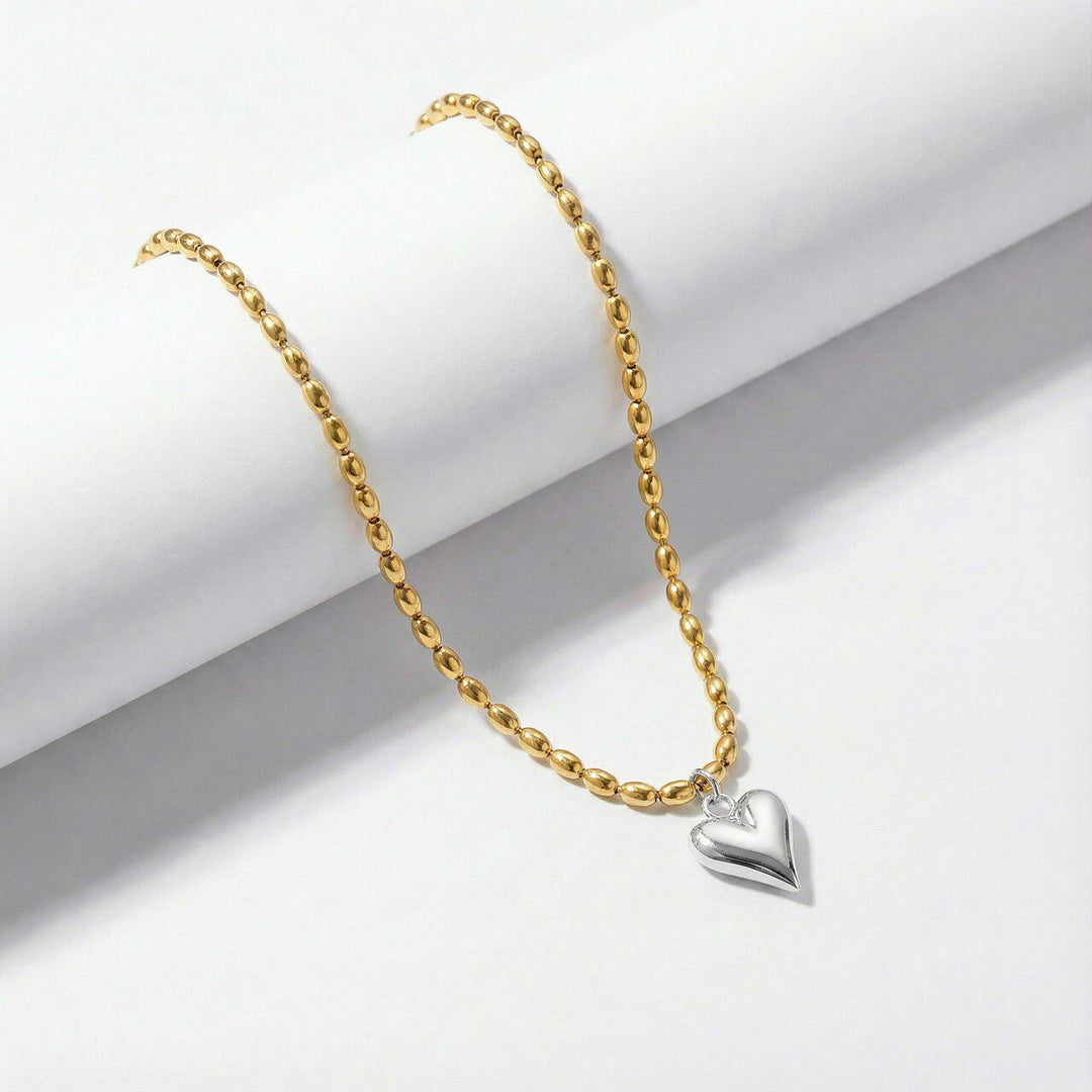 Dual-Tone Heart Glow Pendant Necklace