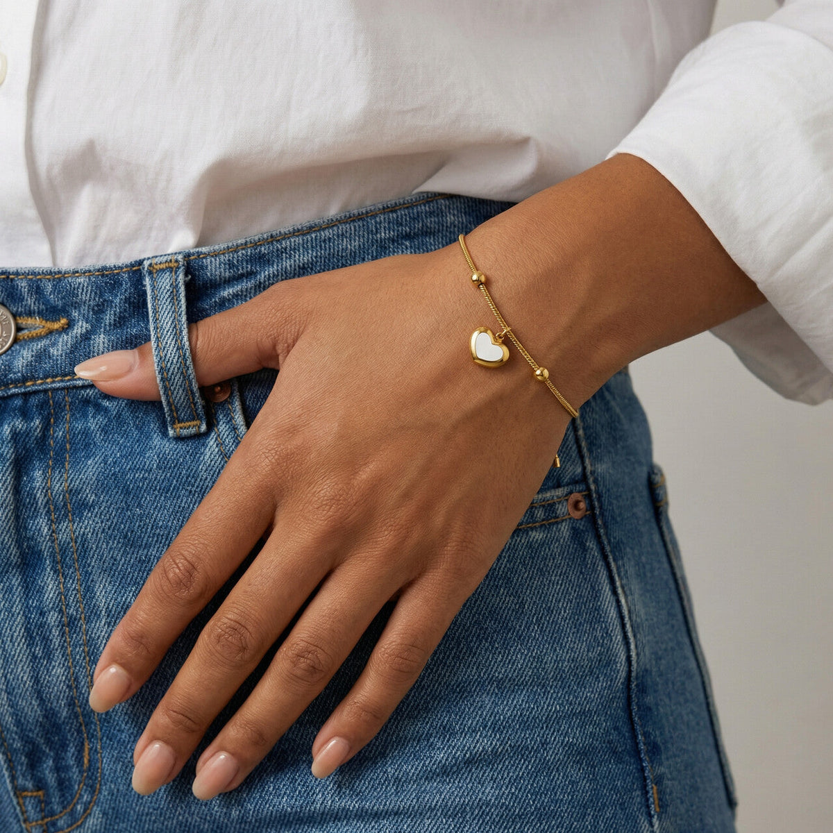 Moonstone heart bracelet