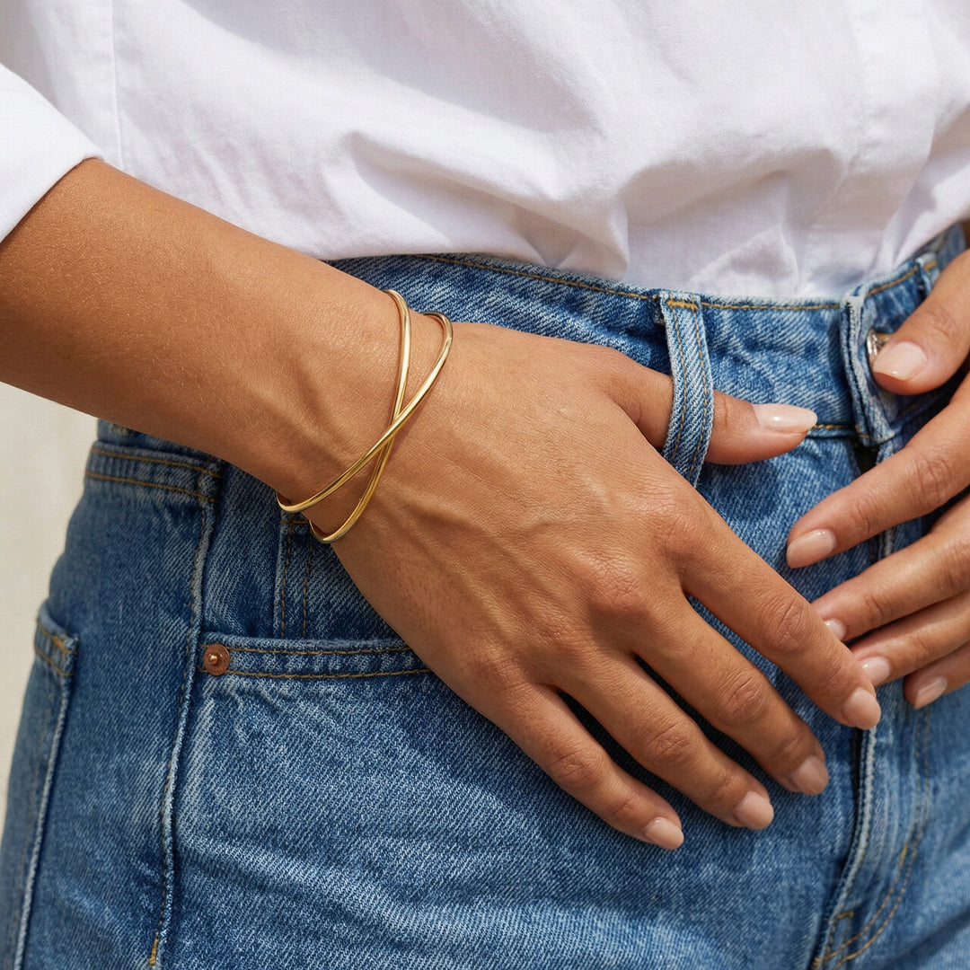 Golden Crossover Kada Bracelet