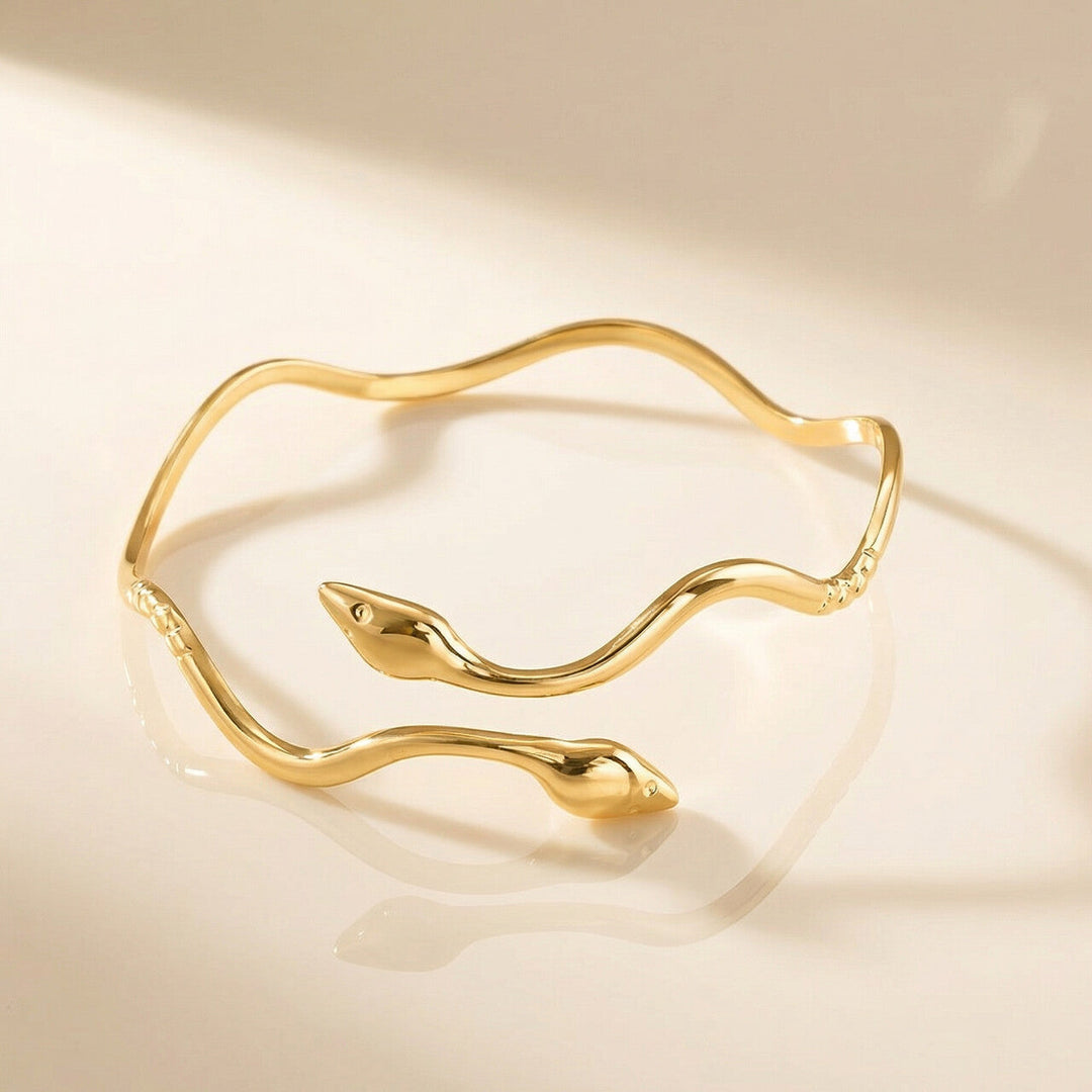 Minimalist Golden Ripple Snake Bracelet