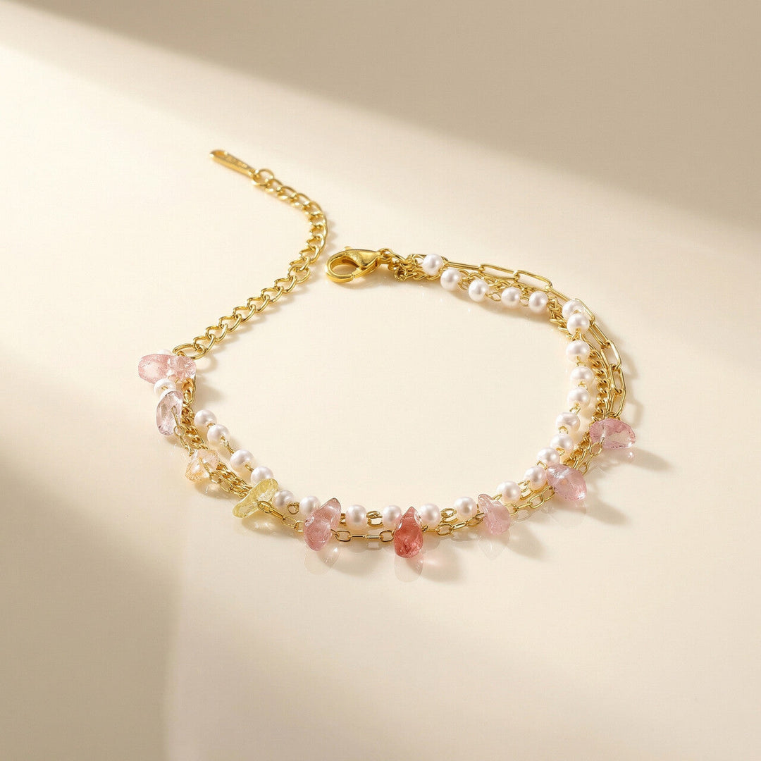 Minimalist Pearl Three Layered Bracelet