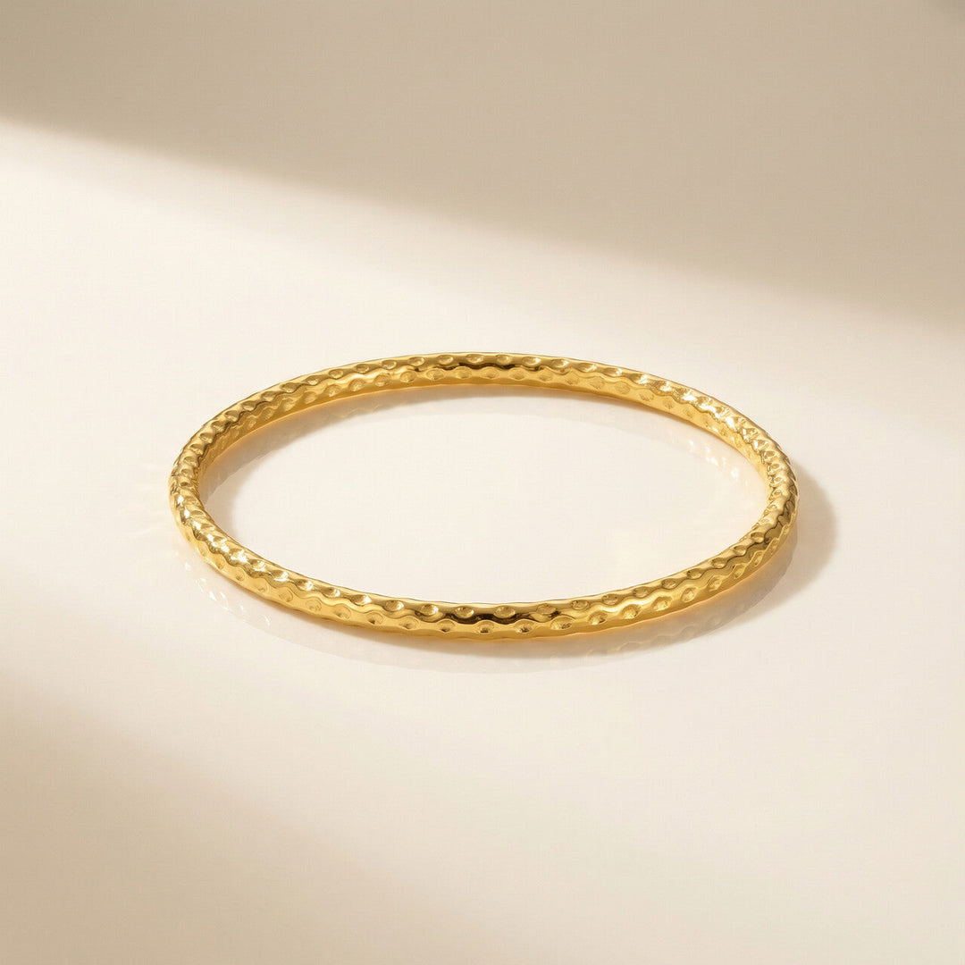 Gold Plated Circle Hammered Bracelet