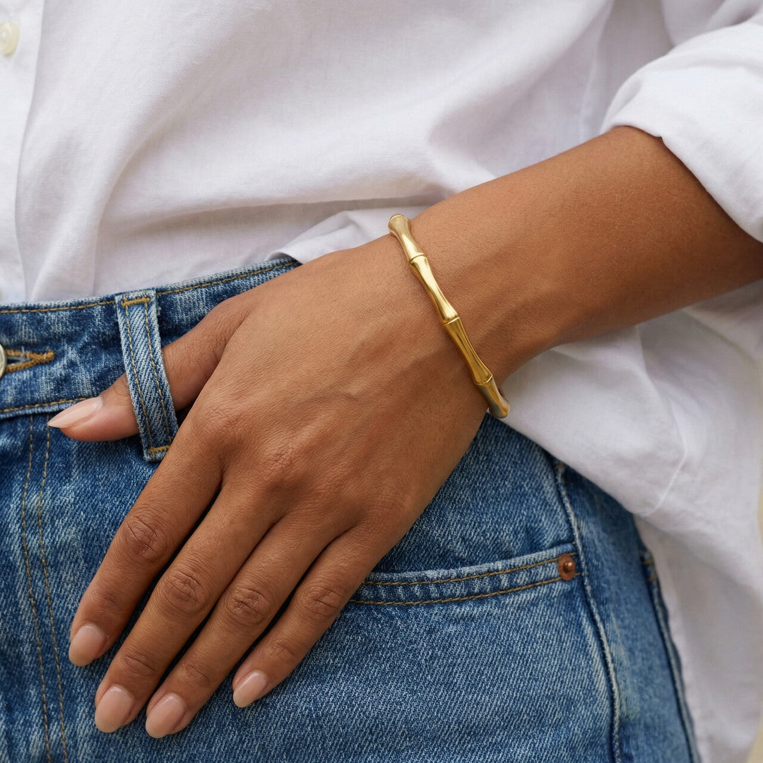 Gold Bamboo Cuff Bracelet