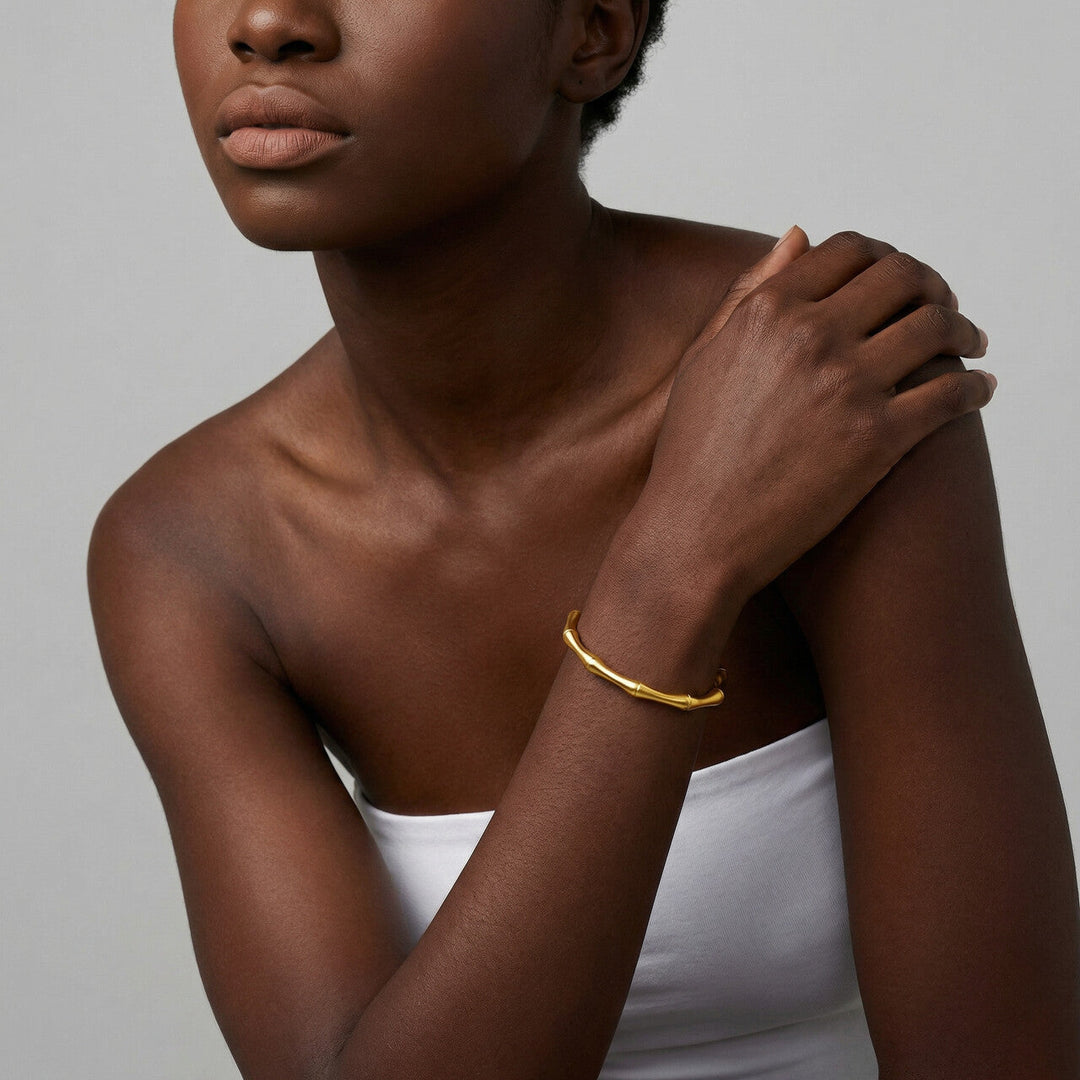 Gold Bamboo Cuff Bracelet