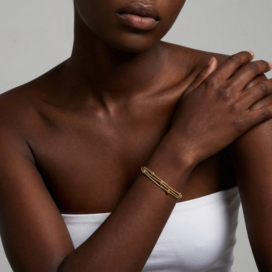 Gold Chain Bracelet with Beads