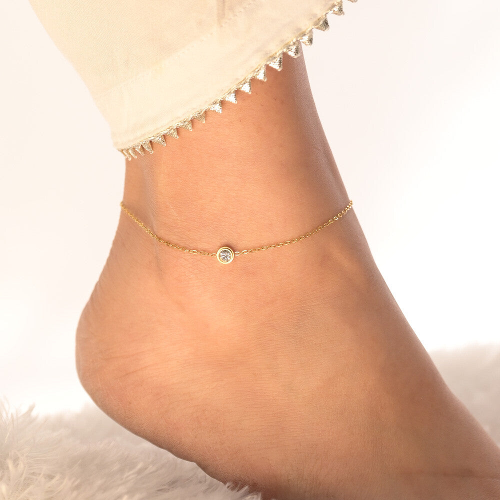 Dainty diamond anklet
