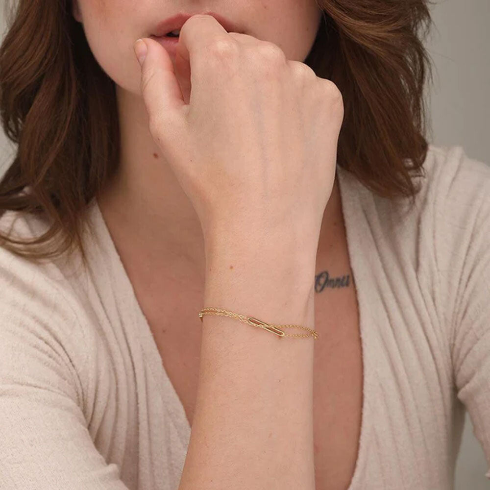 Bar layered chain bracelet